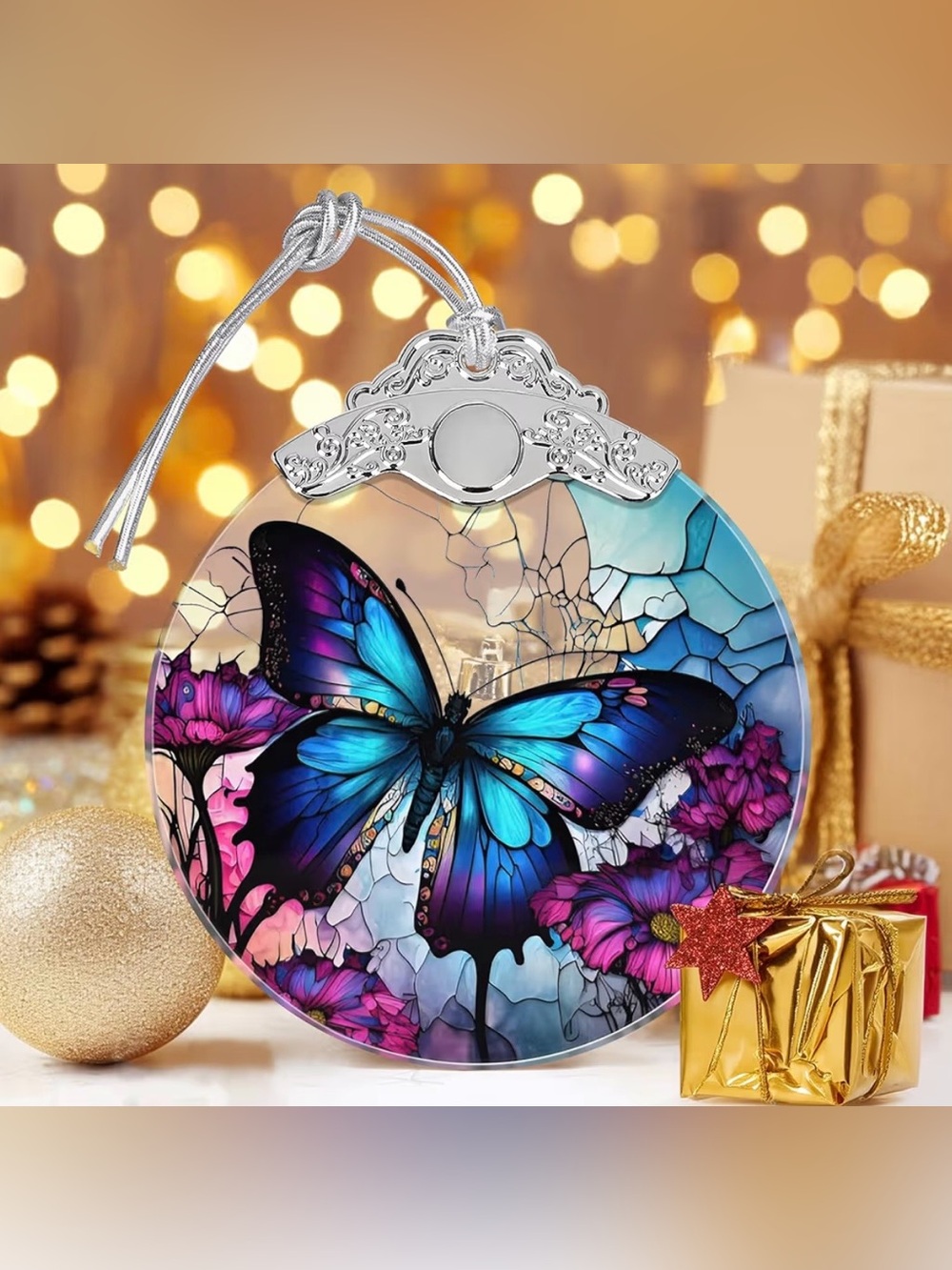 New With Gift Box Decorative Blue Butterfly Glass Ornament - Home Accents, 🦋🩵